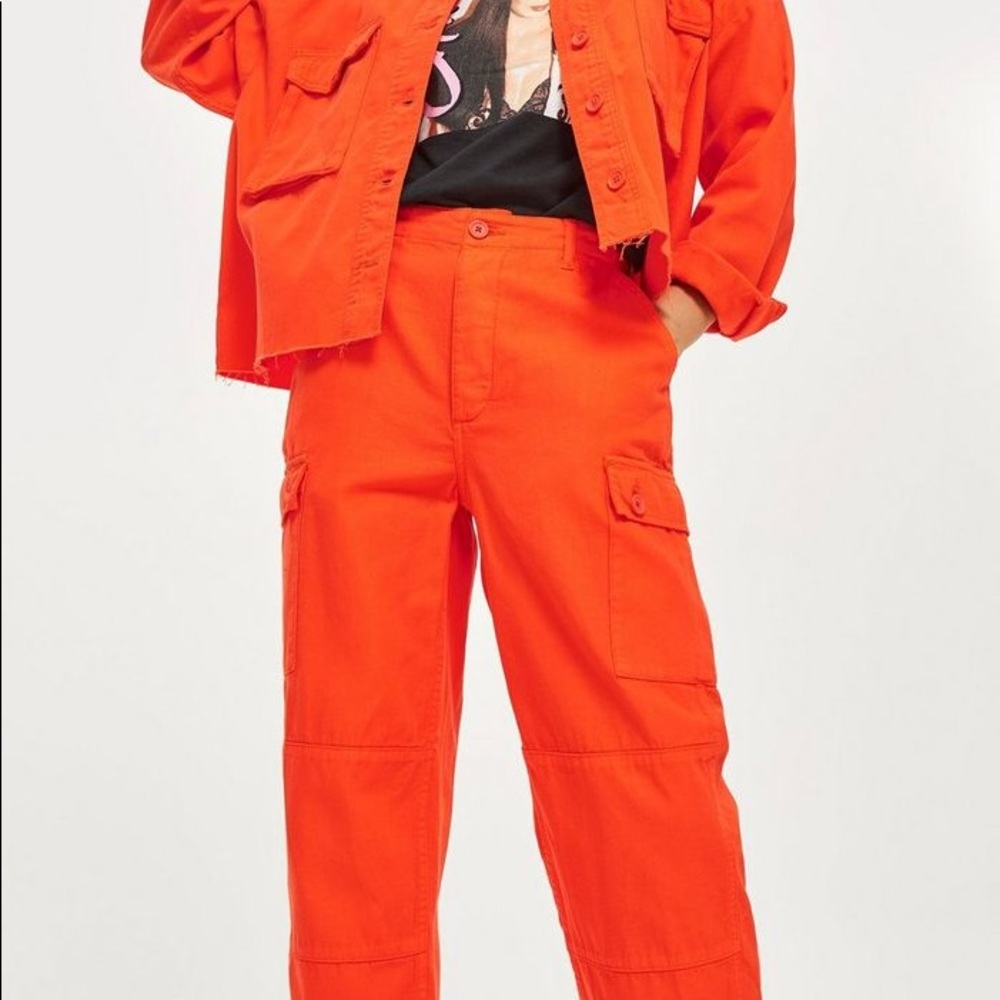 Topshop Orange Utility Cargo Pants